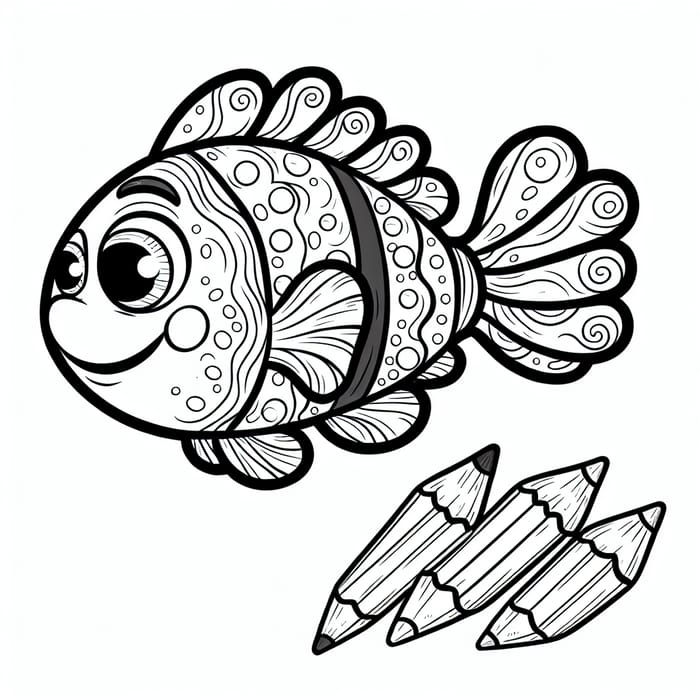 Playful Fish Coloring Page for Kids | Classic Children's Book Style