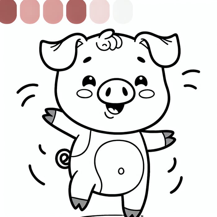 Playful Pig Coloring Page - Classic Children's Book Style