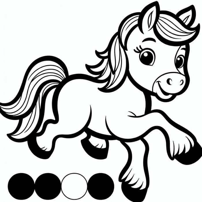 Playful Horse Coloring Page for Kids | Classic Children's Book Illustration