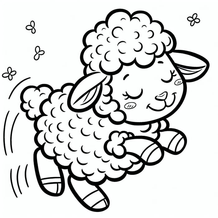 Whimsical Sheep Coloring Page for Kids