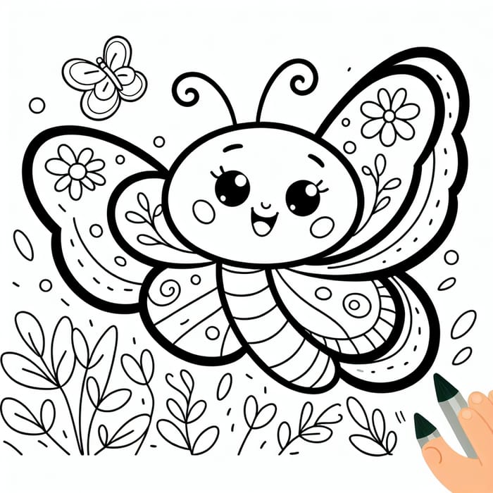 Playful Butterfly Coloring Page for Kids