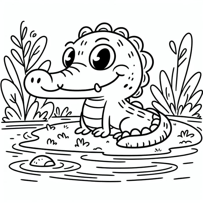 Playful Crocodile Coloring: Classic Kids' Book Illustration | Fun for 7-Year-Olds