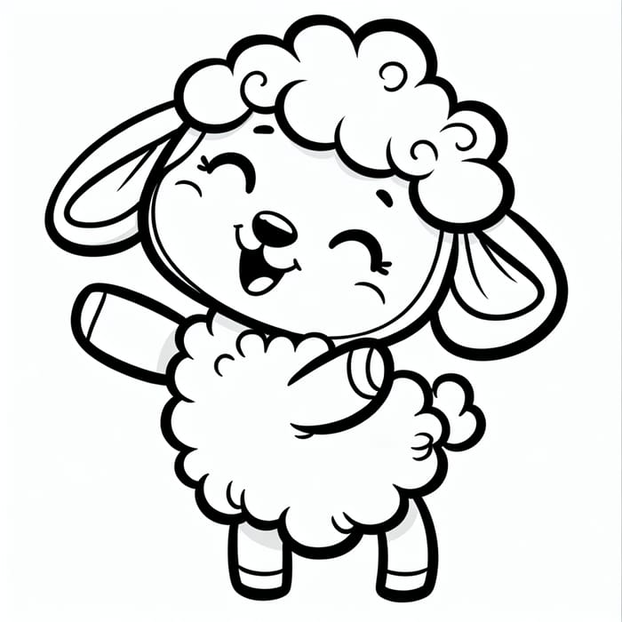 Playful Sheep Coloring Page | Classic Children's Book Illustration