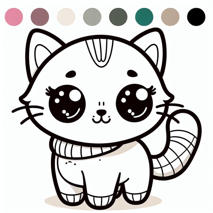 Adorable Cat Coloring Page for 4-Year-Old Kids