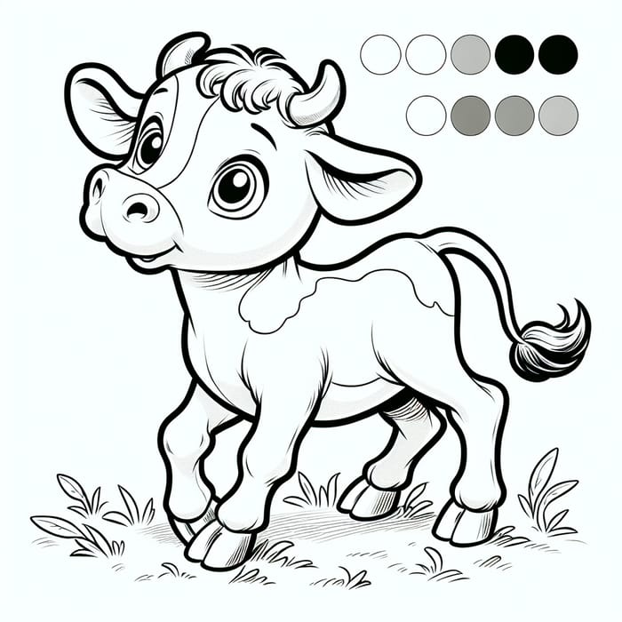 Vintage Playful Calf Coloring Illustration for Kids