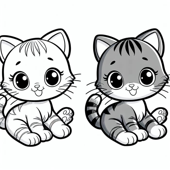 Playful Kitten Coloring Page for 4-Year-Olds