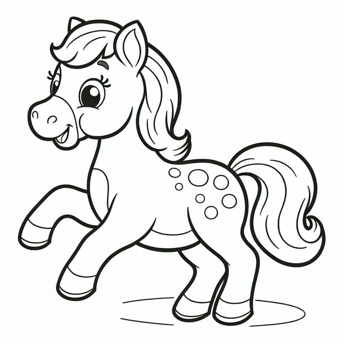 Classic Horse Coloring Page for 3-Year-Olds | Printable Cartoon Design