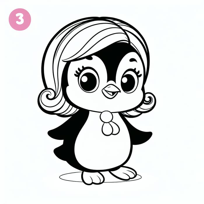 Cute Penguin Coloring Page - Classic Children's Book Style