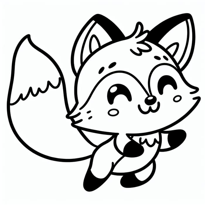 Playful Fox Coloring Page for Kids | Classic Children's Book Style