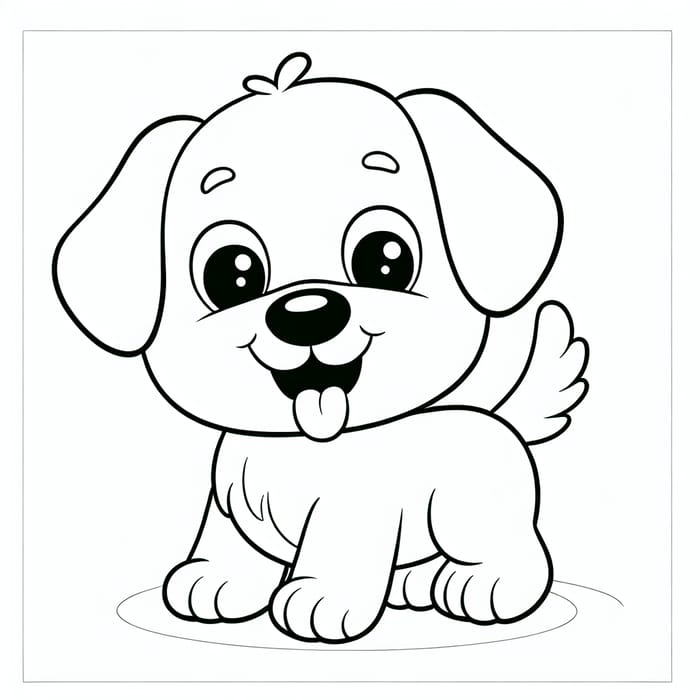 Adorable Dog - Classic Children's Book Style Coloring Page