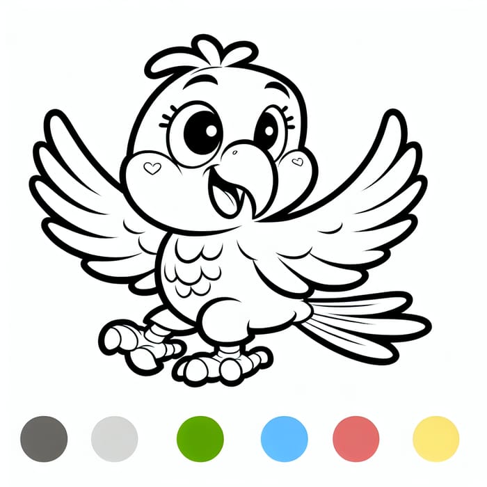 Classic Children's Book Style Parrot Coloring Page for 3-Year-Olds