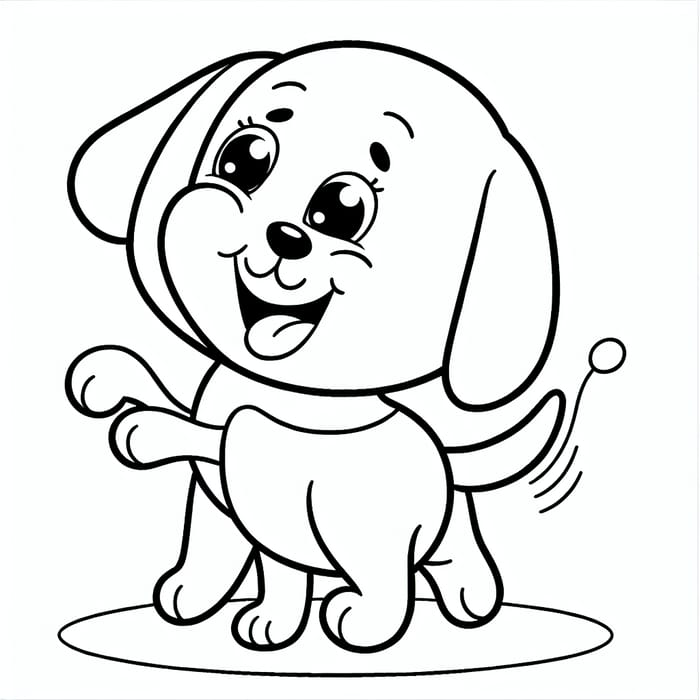 Charming Dog Illustration for Coloring by 7-Year-Old