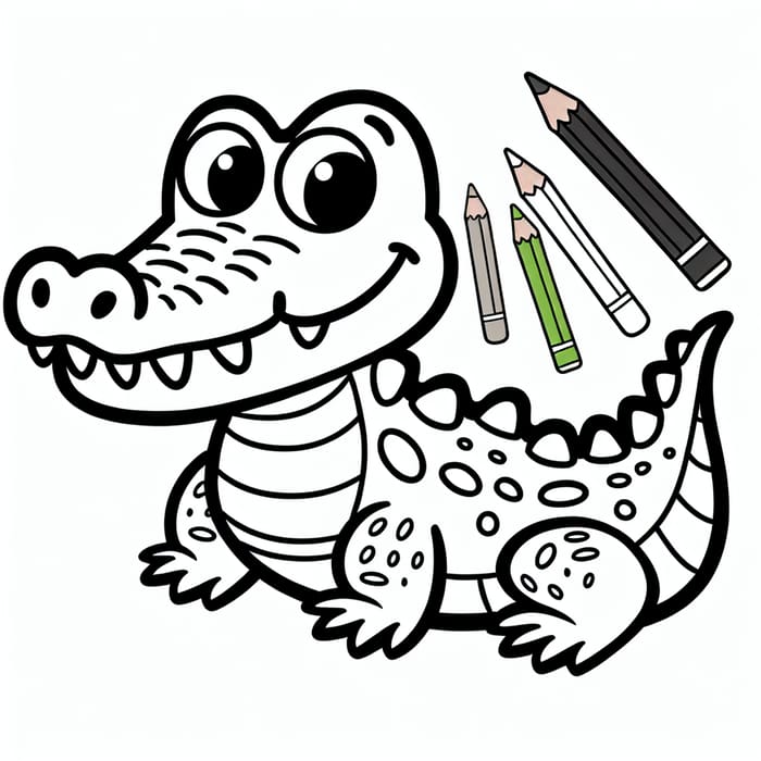 Adorable Crocodile Coloring Page for Little Kids