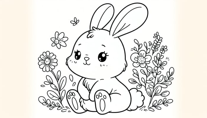 Cute Bunny Coloring Page for Kids