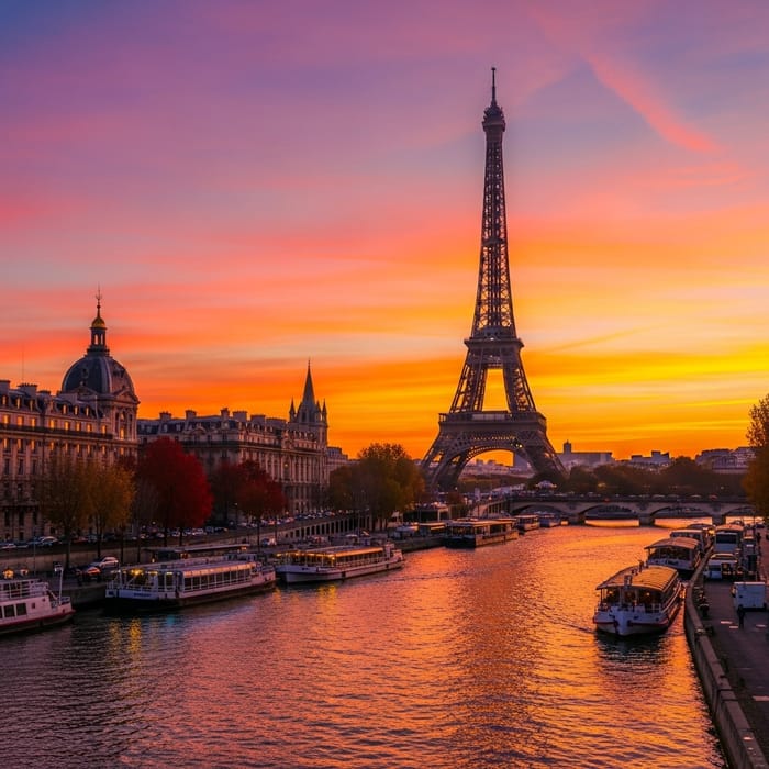 Stunning Paris Sunset with Eiffel Tower View Stunning Paris Sunset with Eiffel Tower View