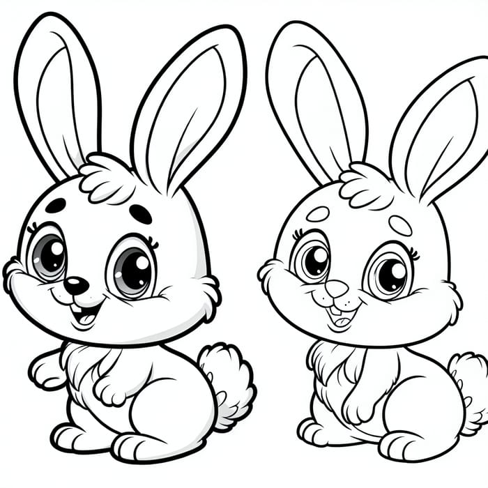 Adorable Rabbit Coloring Page for Kids | Classic Children's Book Style