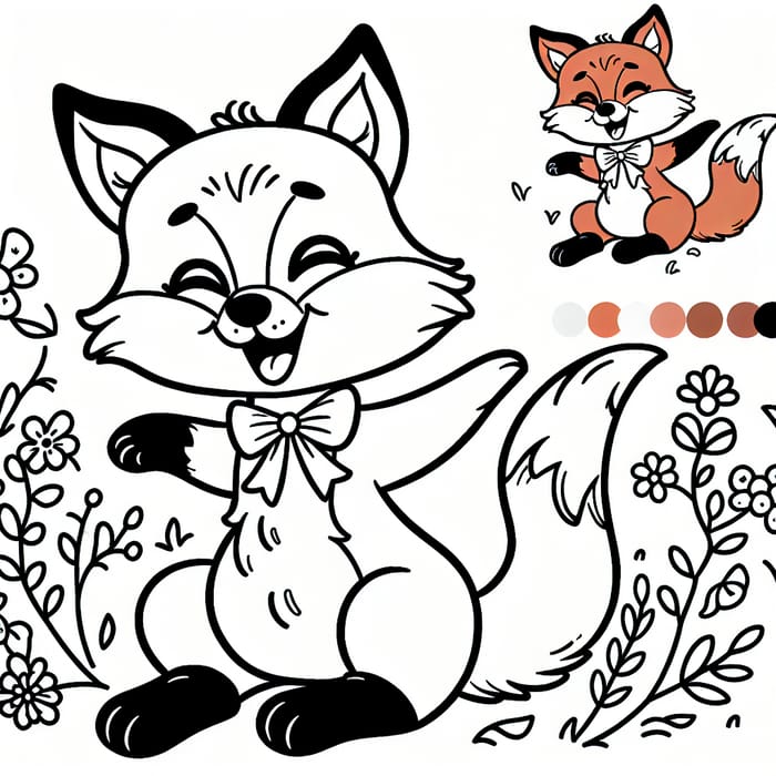 Playful Fox Coloring Page: Classic Children's Book Style