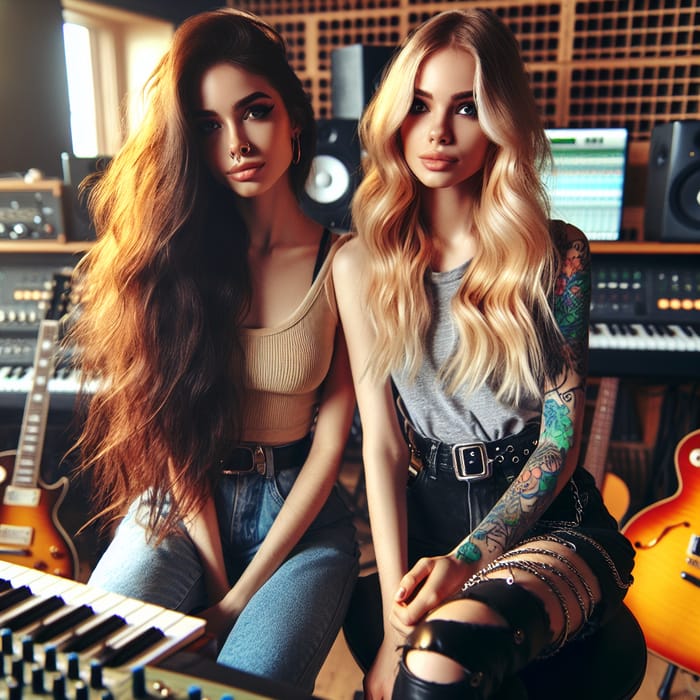 Brunette Artist with Long Hair Featuring Karol G in Studio