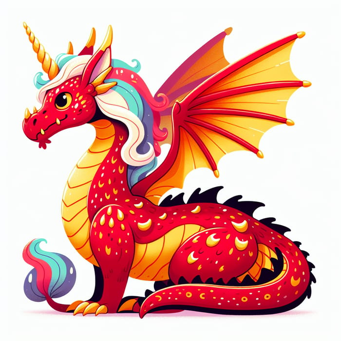 Unique Red Dragon with Unicorn Horns & Eight Legs