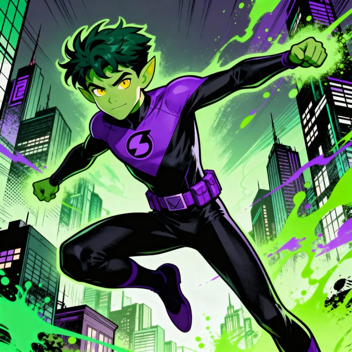 Teen Titans Beast Model Illustration - Playful & Energetic Teen Titans Beast Model Illustration - Playful & Energetic