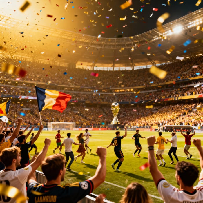 Vibrant Stadium Celebration for the Championship Vibrant Stadium Celebration for the Championship