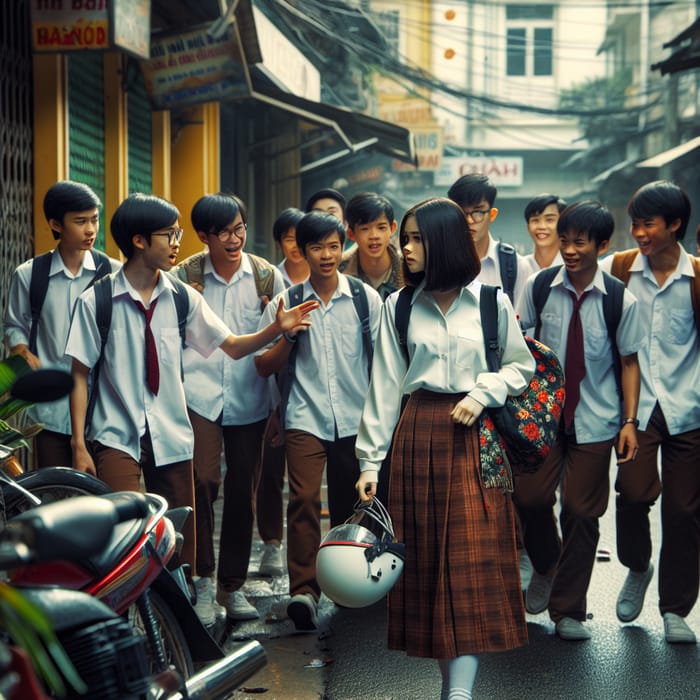 Vietnamese Schoolgirl Confronts Group of Bullies - Unforeseen Result