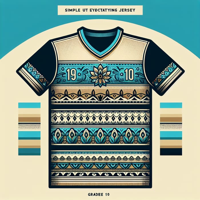 Stylish Grade 10 Jersey in Beige & Aquatic Blue