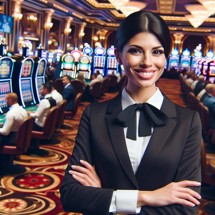 Hispanic Casino Representative in Sophisticated Environment