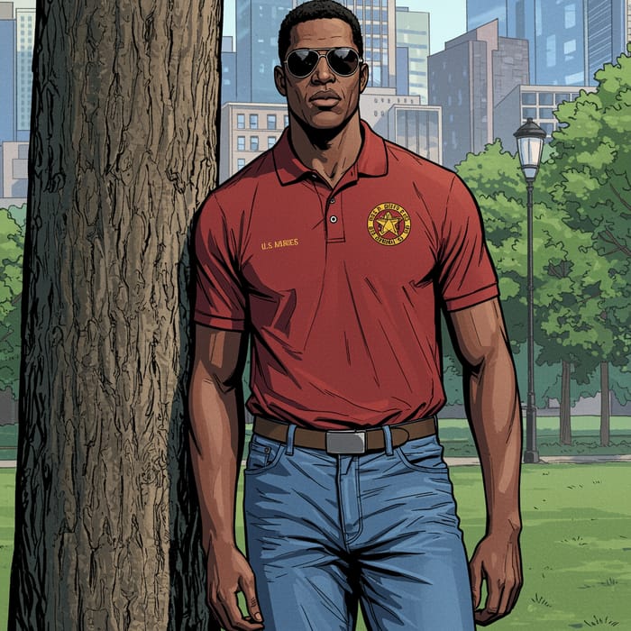 African American Marine in Comic Book Style African American Marine in Comic Book Style