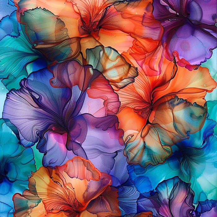 Vibrant Abstract Watercolor | Alcohol Ink Floral Patterns