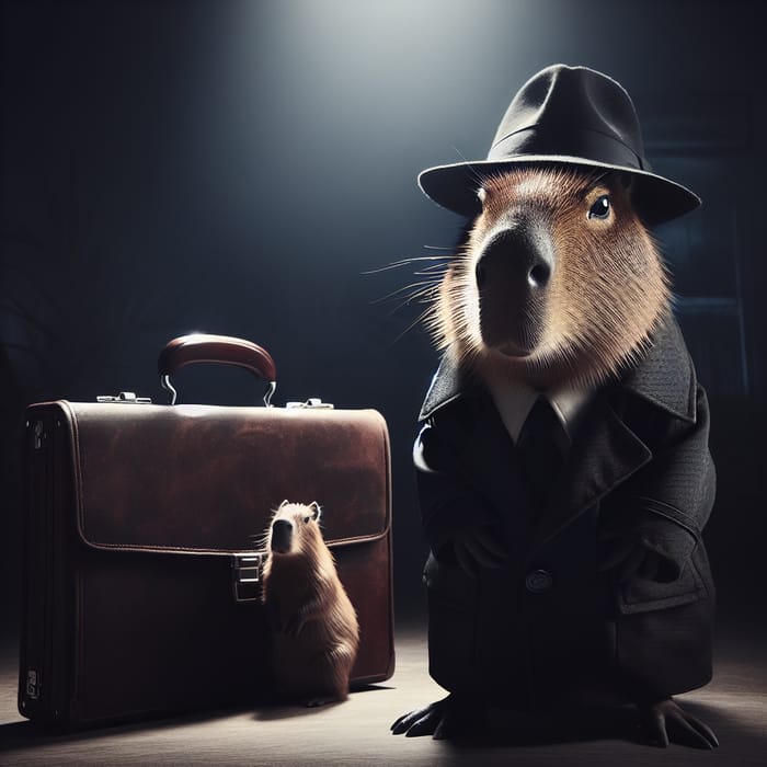 Capybara Detective: Mysterious Noir Attire