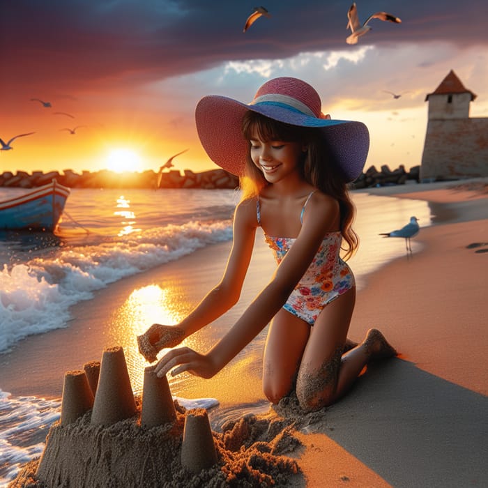 A Girl at the Beach: Summer Evening Bliss