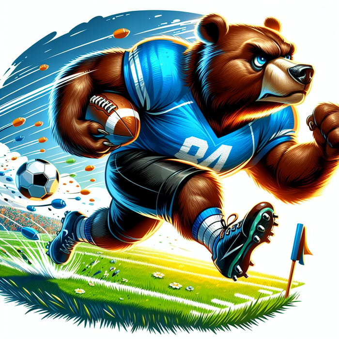 Bear Playing Football: A Dynamic Game Scene