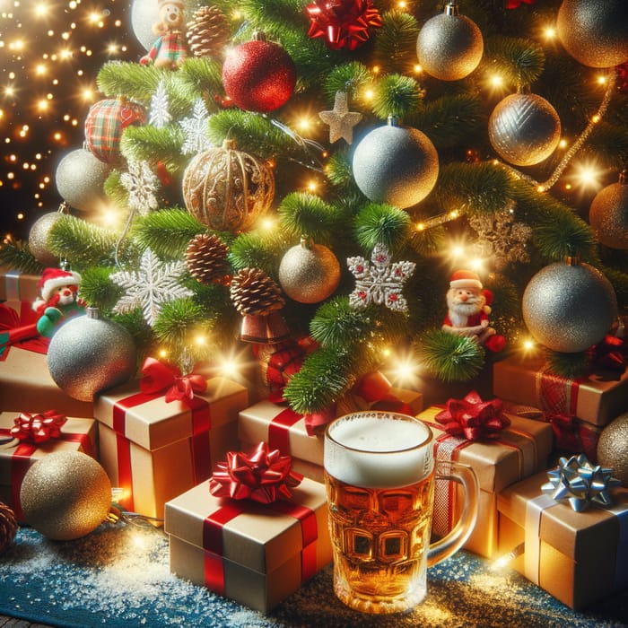 Festive Christmas Tree, Gifts & Beer - Albero, Regali, Birra - Natale