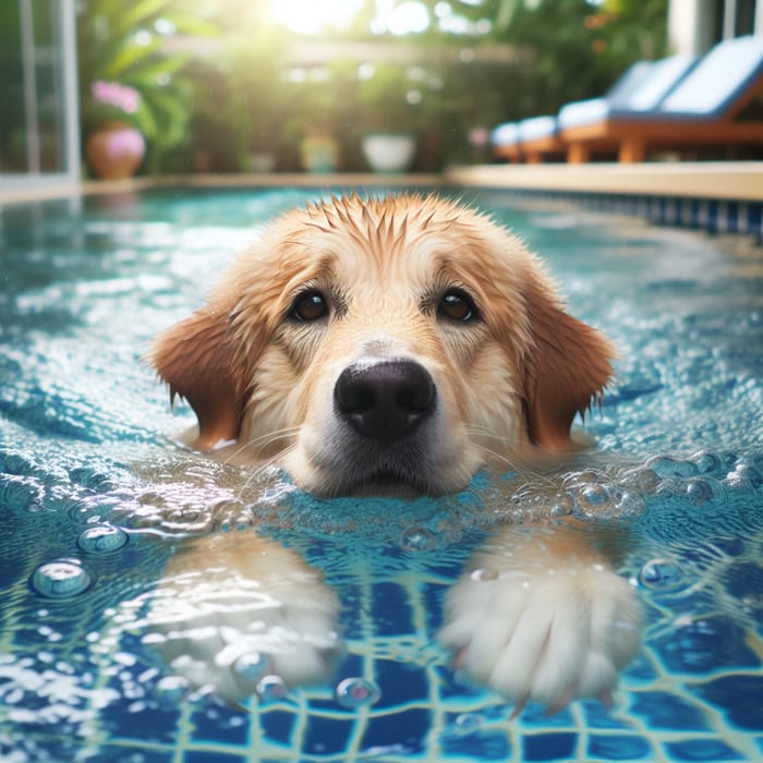 Dog Swimming in a Pool - Fun in the Water