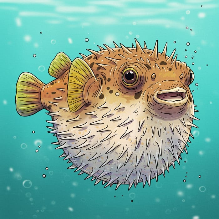 Colorful Cartoon Pufferfish Illustration