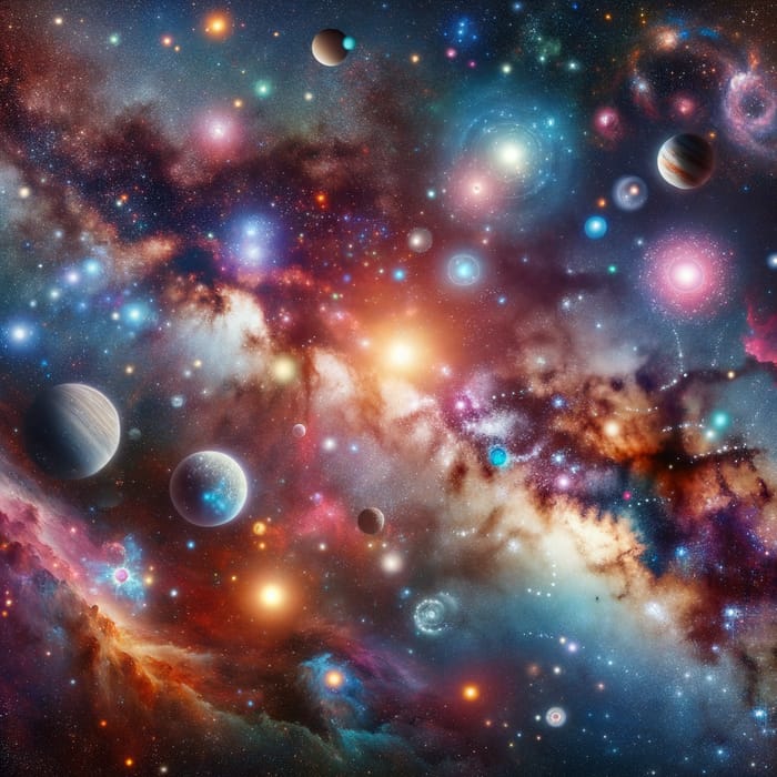 Vivid Cosmic Vista | Celestial Bodies, Nebulae & Galaxies