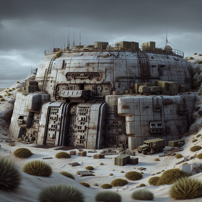 Military Bunker in Barren Landscape