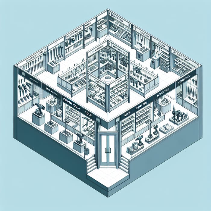 Optimal Layout of Power Tools Store: Triangular Display Cases in Unique Building