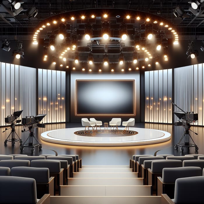 Serene Modern TV Show Studio Set with HD Screen