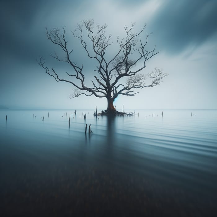 Solitary Dry Tree in the Sea