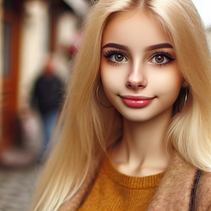 Blonde Girl with Big Brown Eyes - Stunning Portrait