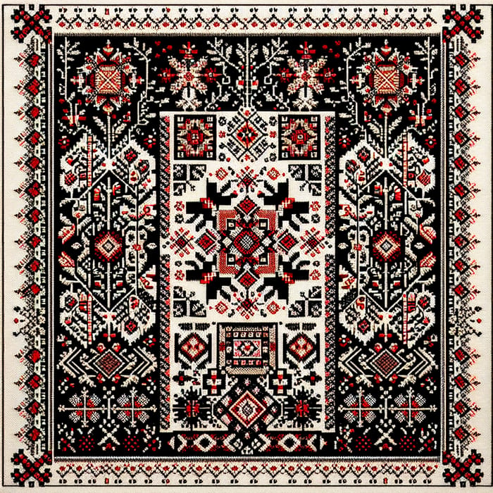 Ukrainian Slavic Black & Red Needlework Pattern