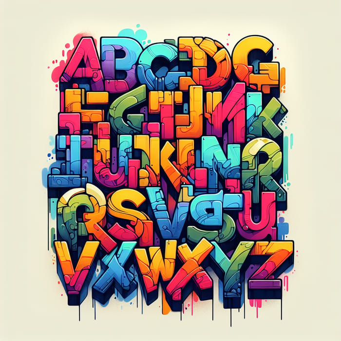 Vibrant Latin Alphabet in Graffiti Style