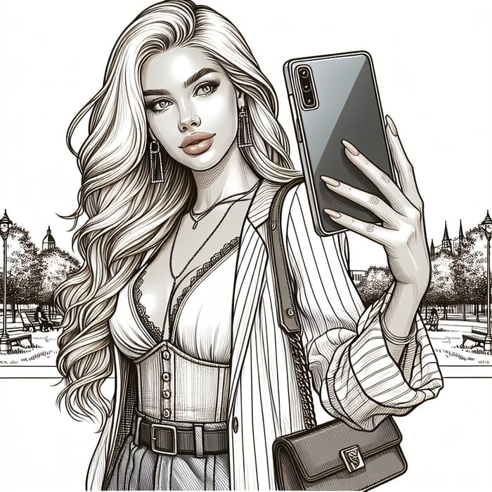 Young Blonde Instagram Model in Western American Art Style