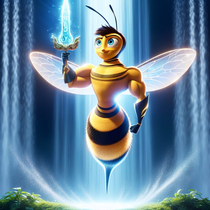 Youthful Bee Agent with Magic Water Sword