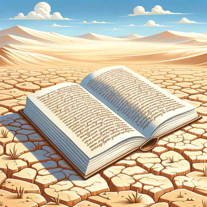 Open Book in Desert: Stunning Illustration