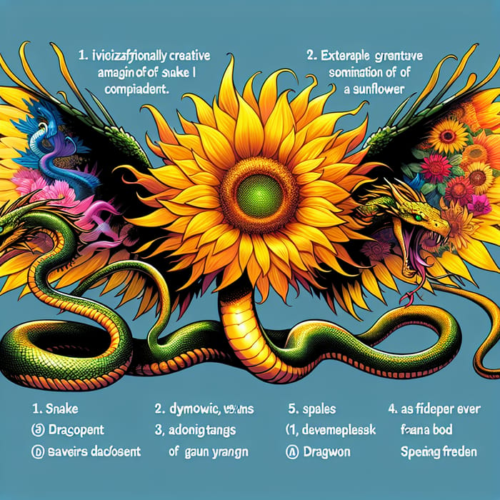 Solaris Serpentaurora - Unique Fusion of Snake, Dragon, and Sunflower