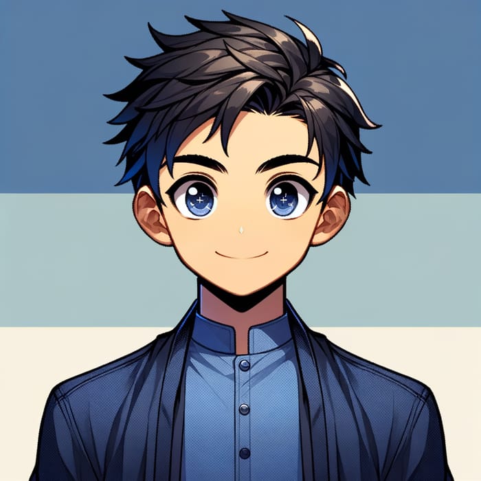 Blue Anime Boy Avatar - South Asian Style