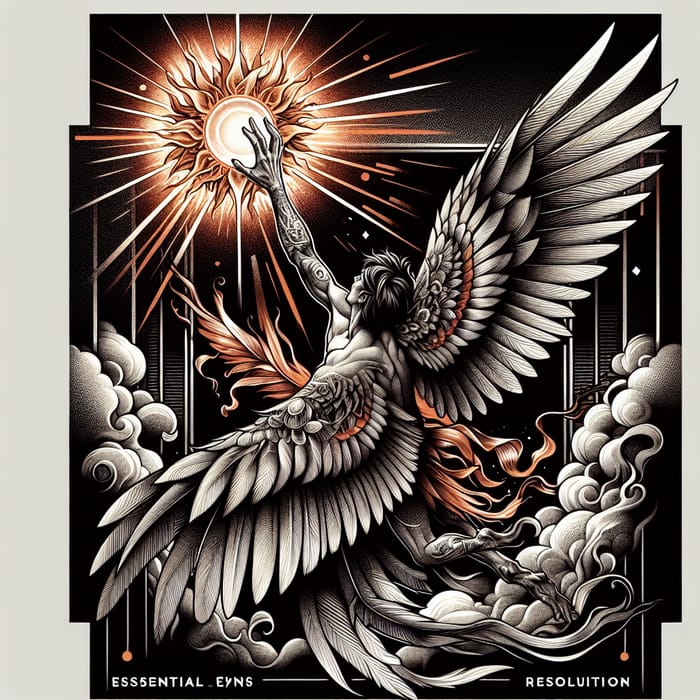 Reaching the Sun: Icarus Tattoo Design with Detailed Wings